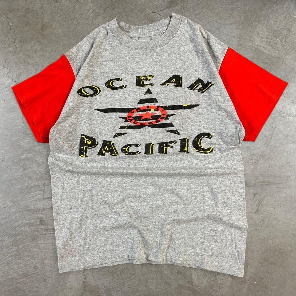 Ocean Pacific 90s Vintage Surf grey and red tee with cool design